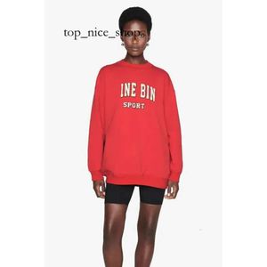 Annies Bing Women's Hoodies Sweatshirts Handbroderi Löst O-Neck Sweatshirt Letters Cotton Red Long Sleeve Casual Female Simple Pullovers 5305