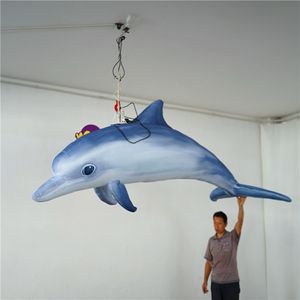 wholesale 3 Meters Inflatable Dolphin Inflatables Whale With Blower and LED For Nightclub Ceiling or Aquarium Decoration