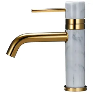 Bathroom Sink Faucets Faucet Brushed Gold Marble Basin And Cold