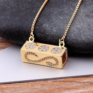 Chains AIBEF Classic Cuboid Shape Star Moon Various Pattern Decorative Pendant Copper Zircon Fine Jewelry Necklace Gift For Women