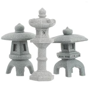 Decorações de jardim 3 PCs Micro paisagem ornamento lanternas chinesas Pavilion Table Table Modelo de resina de resina em miniatura cena