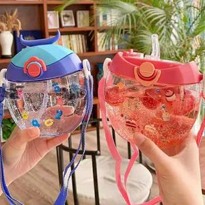 400 ml di paglia di ciambella tazza portatile bottiglie per bambini bottiglie d'acqua drinkware kawaii 240422