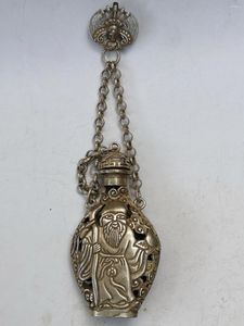 Dekorativa figurer Samling China Tibet Silver Handgjorda God of Longevity Wealth Sachet Pendant