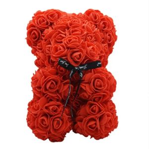 Konstgjorda blommor 23 cm Rose Bear Girl Friend Jubileum Julvalentins dagspresent Födelsedagspresent för bröllopsfest