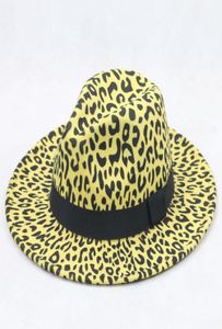 Faux Wool Leopard Fedora Hats for Women Men Party Festival Fashion Felt Jazz Hat Wide Brim Panama Goth Top Vintage Wedding Hat6689873