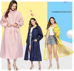 Novos homens e mulheres respiráveis ​​de moda Long Rain Coat Poncho Ladies Impermea a água de capa de chuva para adultos jaqueta de chuva à prova de vento8363920