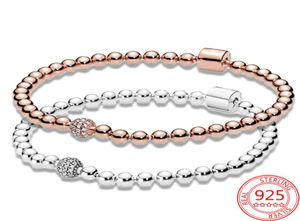 Nowy popularny 925 Sterling Srebrna bransoletka Rose Gold Barrel Bransoletka Klasyczna P Kobiet Biżuteria Moda Akcesoria Prezes 6774261