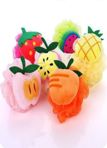 Cartoon Fruit Shape Mesh Bath Sponge Loofahs Body Shower Ball Back Brush Ta bort Dead Skin6579368