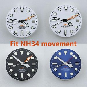 Vista kits de reparo NH34 Dial 28,5mm S GMT Four Hands Face luminosa verde para peças de movimento Ferramentas de acessórios