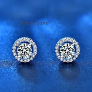 10K أبيض الذهب Post 0.5ct 5mm d-e-f خلقت حلق مويسانيت مسمار القرط مع السترات S925 sterling الفضة الدفع الظهر