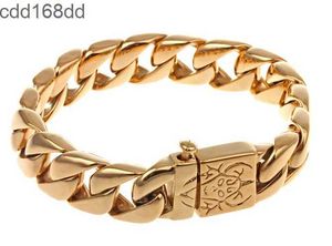 Charm armband gratis fraktbredd 15 mm herr pojkar 18k guld silver kubansk trottoarkedja ton 316l rostfritt stål armband titan stål armband smycken