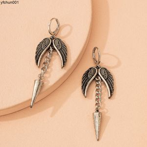 Angel Elf Wing Earrings for Men Cool and Handsome Dark Black Hip Hop Punk Trendy Street Long