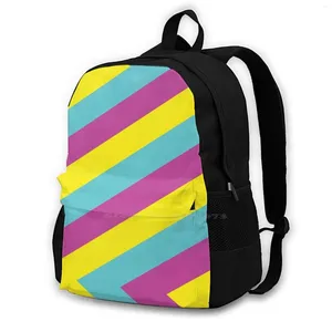 Backpack Stripes: Design 1 de 9 para bolsa de viagem para laptop para estudantes cor em negrito de cor brilhante colorida simplista simplista