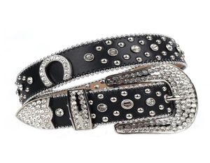 Western Rhinestones Belts Black Fashion Luxury Cowgirl Cowboy Bling Crystal Pin Buckle Diamond Studded Belts Cummerbunds Ceinture 6435954