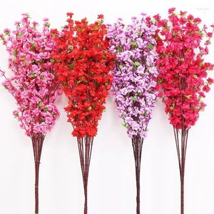 Decorative Flowers Artificial Peach Blossom Livingroom Ornaments Fake Tree Landscaping Decoration 65cm Bendable Flower Festival