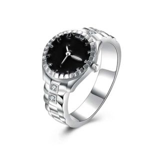 腕時計925スターリングシルバークリスタルリング女性のためのクリスマスギフトレディースタイル素敵な結婚式のかわいいファッションクラシックジュエリーH240504