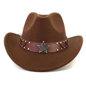 Chapéus largos de estilo britânico homens homens de lã sentidos fedora étnico western cowboy bap uni party cup hat hat Outdoor sol goto