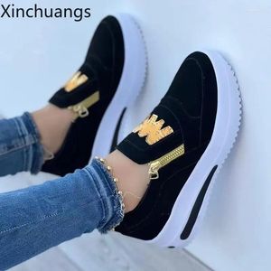 Casual Shoes Women Sports Side Zipper Platform Sneakers Lady Footwear M Vulkaniserad komfort