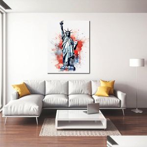 Målningar Världsberömd byggnadsstaty av Liberty Modern Colorf Pencil Script Art Canvas Print Bildaffisch för kontorsrum Vägg D DHDRL