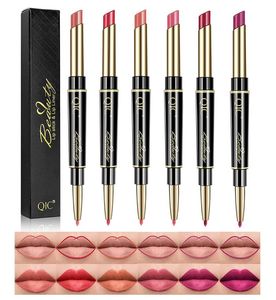 Läppfoder och läppstift Makeup Set 2 i 1 dubbelhuvud Läppstift Vattentät långvarig Matte Lipgloss -gåva för dagliga resepartier4116765