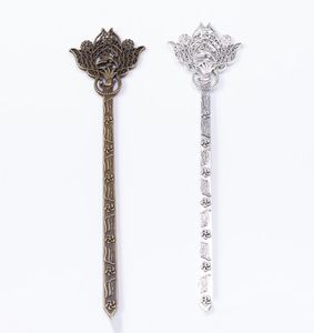 10pcs 13536MM Antique silver color hairpin bronze Flower hair stick ancient hairstick metal diy hairwear hair jewelry bookmark4979974