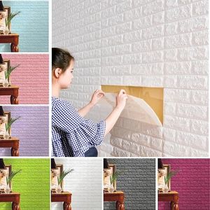 1Pcs 70x38cm 3D Tile Brick Wall paper Self-adhesive Waterproof Foam Panel Wallpaper Living Room Home Decoration 240420