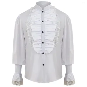 Camisa casual masculina blusa masculina diariamente poliéster renascentista steampunk nomeações vampiro colonial confortável cosplay