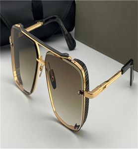 Design Pop Top Sunglasses Limited Edition Sześć mężczyzn K Gold Retro Square Frame Rame Kryształowe soczewki z siatką Odłączoną 8694454