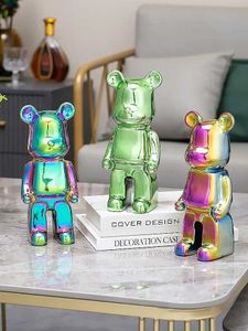 Objetos decorativos Figuras da mesa de escritório eletroplatados Violência de cerâmica urso de desktop decoração de desktop Urso de luxo Decoração de sala de estar T24050