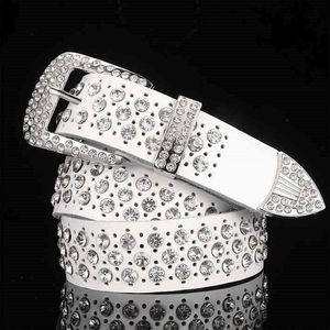 BB Simon Genuine Leather Men Bling Bling Belts com Rhinton 235a