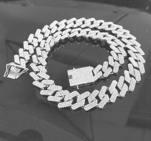 Miami Cuban Link Chain Gold and Silver Necklace 125mm Three Row Diamond Full Of Zircon Men039S Hip Hop8538078