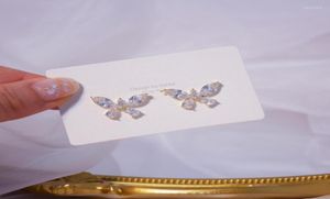 スタッド14Kリアルゴールドファッションジュエリークリスタルバタル蝶の絶妙なイヤリングのためのホリデーパーティーエレガントなワンセットEarring9203071