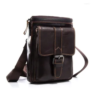 Bolsas de cintura bolsa de couro genuíno para homens usa cinto de cinto de primeira camada ombro de ombro crossbodybody celular multifuncional iphone