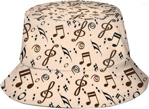 BERETS Fashion Musical Notes Bucket Hat Summer Beach Sun Packable Music Fisherman Cap For Women Men Boys Girls