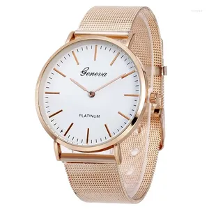 Zegarek 2024 Srebrny Srebrny Kwarc Geneva Watch for Women Metal Mesh Sukiety ze stali nierdzewnej