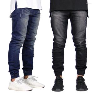 Męskie dżinsy 28-38 Mężczyzn Jogger swobodny moda bawełniana rozciąganie szczupłe spodnie dżinsowe spodnie streetwear Hip Hop Black Blue
