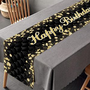 Party Decoration Black Blue Gold Birthday Table Runner Tablecloth Adult 30 40 50 Anniversary Wedding Supplies
