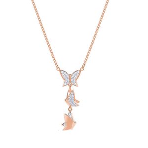 neckless for woman Swarovskis Jewelry Matching Rose Gold Butterfly Full Diamond Necklace Female Swallow Element Personalized Butterfly Tassel Collar Chain