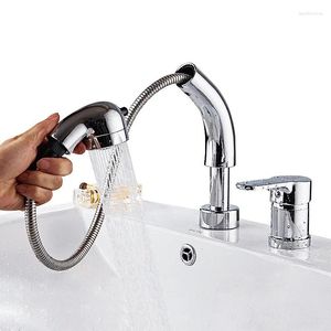 Bathroom Sink Faucets 2PCS Kitchen Faucet Single Lever Pull Out Sprayer Swivel Spout Tap Height Adjustable Cold Water Mixer Deck Mounted