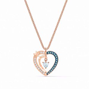 Pescoço para mulher jóias swarovskis combinando em forma de coração Starry Night Night Moon-lua-lua de mel elemento swarovski Crystal Love Clavicle Chain fêmea fêmea feminina