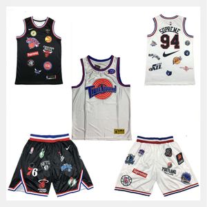 LeBron James Jersey 23 White Co märkt 94 svart broderad träningsuppsättning