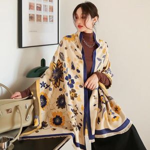 Sciarpe retrò donna inverno inverno pashmina sciarf designer stampa floreale cashmere femme long shawls and wraps plus size