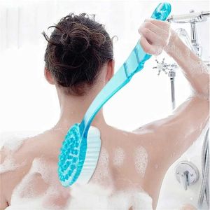 Badverktygstillbehör Back Shower Cleaning Brush Long Hanterad Exfoliator Scrub Skin Massager Exfolierande Badrum Q240430