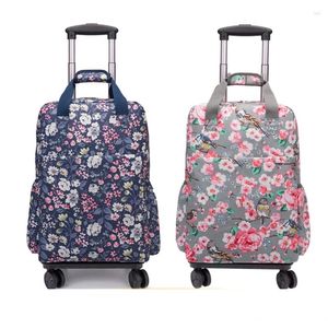 Сумки для покупок Женщины рюкзак рюкзак Rufling Bag с колесами Travel Travel Trolley 20 -дюймовый багаж