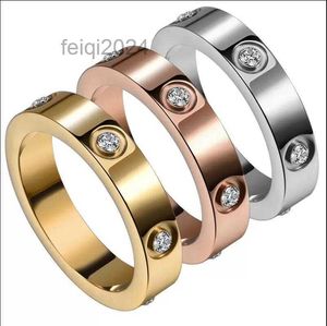 6 Diamond Designer Ring Titanium Steel Love Band Ring Men and Rings for Women Jewelry Par Gift 5-11