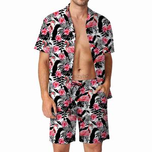 Men's Tracksuits streetwear European Men's Casual Loose Shirt Set Hawaii Beach 3D Digital Print Beach Short Sleeves Fashion set