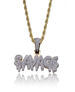 Men Iced Out SAVAGE Letters Pendant Necklace Gold Color Plated Micro Pave Cubic Zircon Hip Hop Jewelry5528083