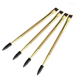 Makeup Brushes 1pc Women Lady Eyebrow Eyeliner Angled Cut Dual Head Brush Cosmetic Tool Wool Fiber T0709