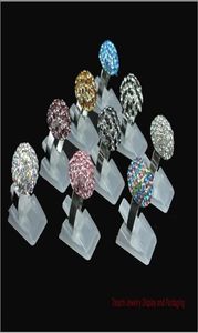 Intero 50pcslot popolare decorazione di scatole di gioielleria nera porta anello chiaro panoramica in plastica display brusco display di gioielli di gioielli1047475