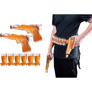 Pistol Sglasses Dekanter -Party, die Holster -Set -Whisky -Guns -Glas -Ausgänger -Stopper 2x 77oz Deca 240429 serviert